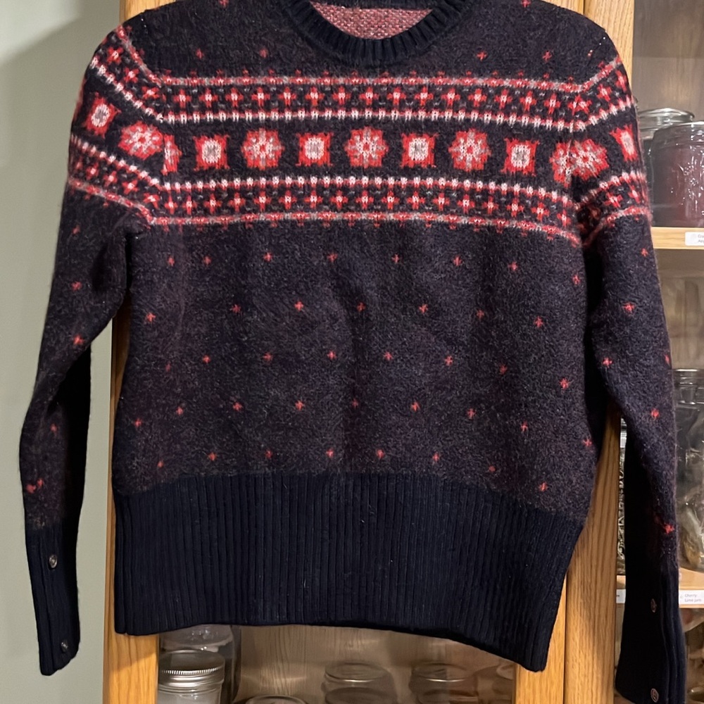 Brooks Black and Red Fair Isle Crewneck Sweater